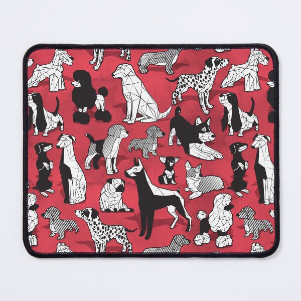 Item preview, Geometric sweet wet noses // red watercolour texture background black and white dogs designed and sold by SelmaCardoso.