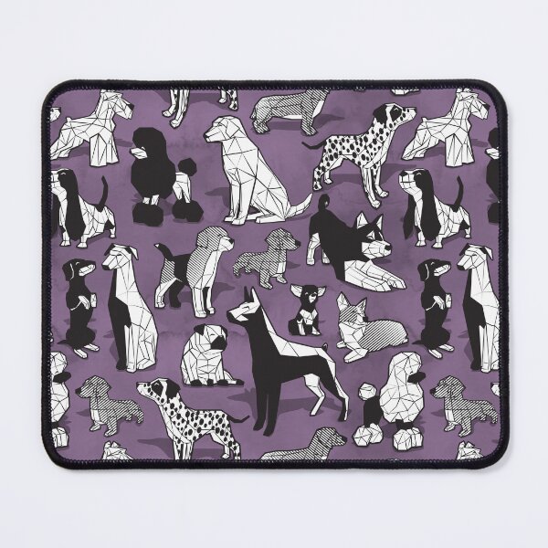 Item preview, Geometric sweet wet noses // violet watercolour texture background black and white dogs designed and sold by SelmaCardoso.
