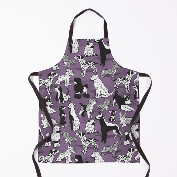 Item preview, Geometric sweet wet noses // violet watercolour texture background black and white dogs designed and sold by SelmaCardoso.