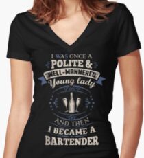 Camiseta entallada de cuello en V Camisas divertidas del barman