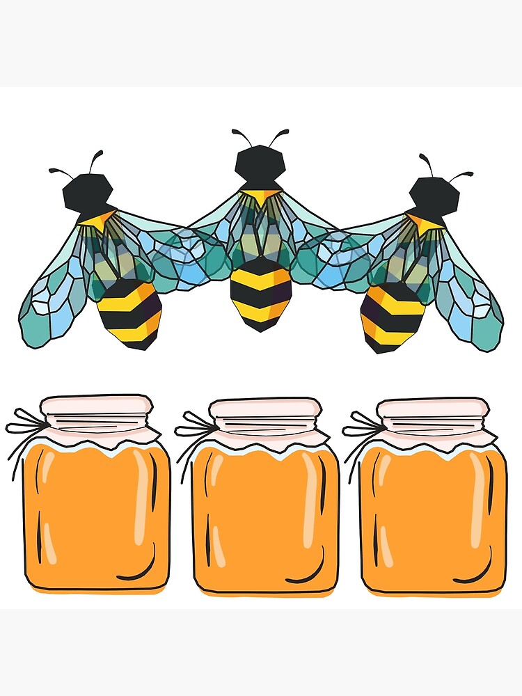 "Honey Jars with Bees" Poster for Sale by AnaSebeni Redbubble