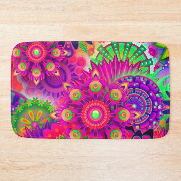 Item preview, Retro Inspired Pink Floral Mandala designed and sold by TotallyRetroArt.