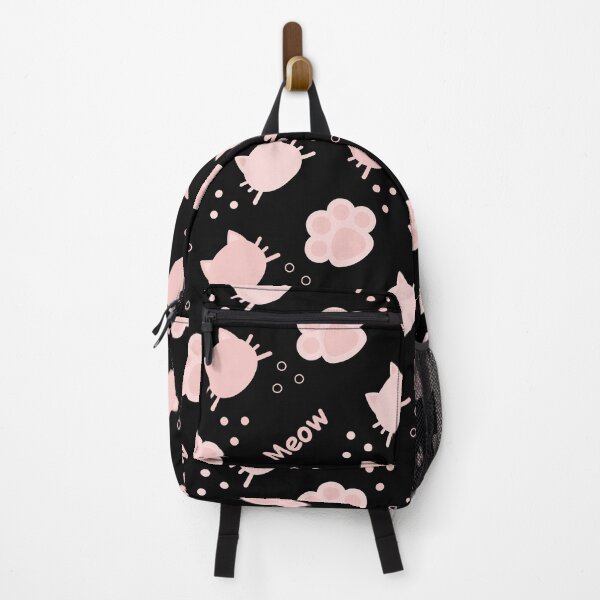 Item preview, Baby Pink Cat Meow in Black BG Animal Wall Paper Pattern designed and sold by Moyanana.
