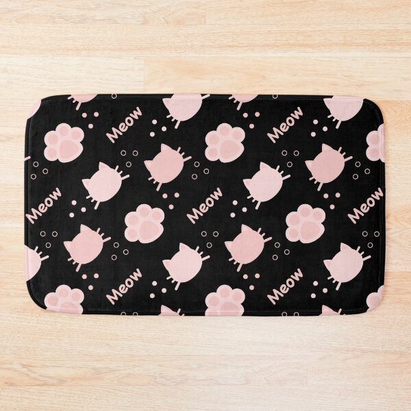 Item preview, Baby Pink Cat Meow in Black BG Animal Wall Paper Pattern designed and sold by Moyanana.