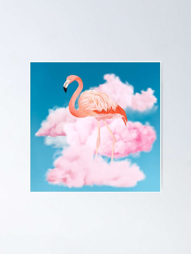 Illustration Flamingo In The Clouds