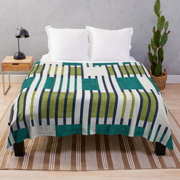 Item preview, Bold minimalist retro stripes // midnight blue olive and pine green geometric grid designed and sold by SelmaCardoso.