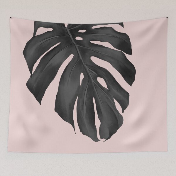 Item preview, Pink Black and White Monstera Leaf Tropical Dark designed and sold by Tropical Arts.