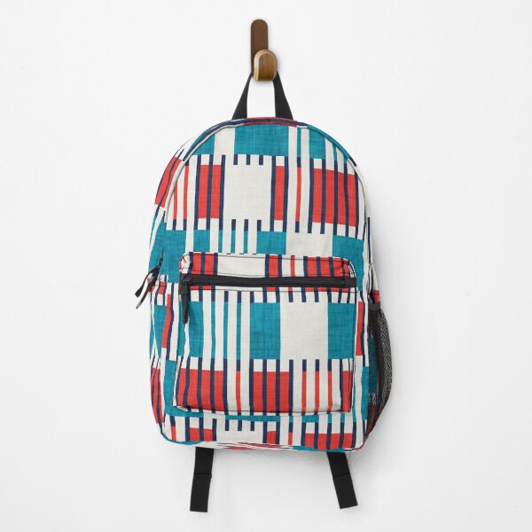 Item preview, Bold minimalist retro stripes // midnight blue neon red and teal blue geometric grid  designed and sold by SelmaCardoso.