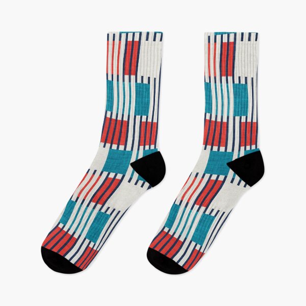Item preview, Bold minimalist retro stripes // midnight blue neon red and teal blue geometric grid  designed and sold by SelmaCardoso.