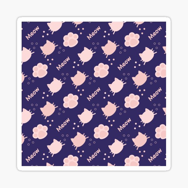 Item preview, Baby Pink Cat Meow in Midnight Blue BG Animal Wall Paper Pattern designed and sold by Moyanana.