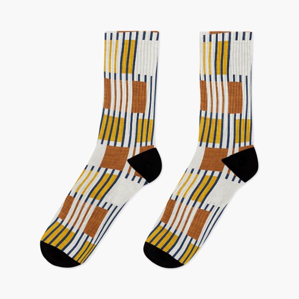 Item preview, Bold minimalist retro stripes // midnight blue goldenrod yellow and copper brown geometric grid  designed and sold by SelmaCardoso.