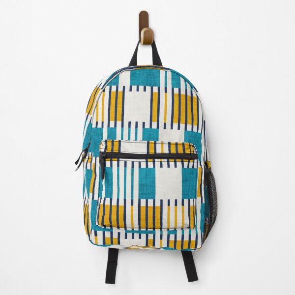 Item preview, Bold minimalist retro stripes // midnight blue goldenrod yellow and teal blue geometric grid  designed and sold by SelmaCardoso.