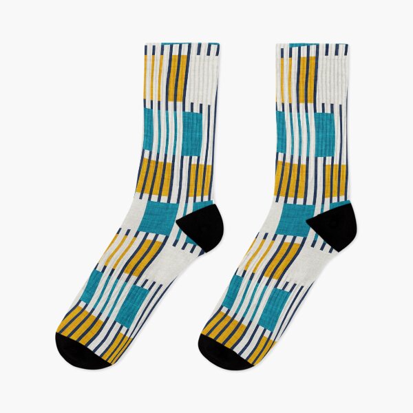 Item preview, Bold minimalist retro stripes // midnight blue goldenrod yellow and teal blue geometric grid  designed and sold by SelmaCardoso.