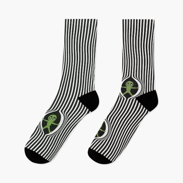 Item preview, The arrival of small green men out from the striped black and white pattern designed and sold by marina63.