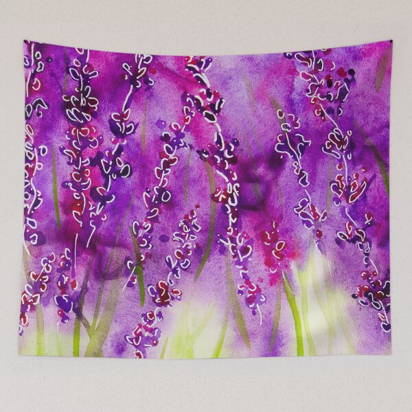 Item preview, Lavender field floral linework with watercolour designed and sold by Chantellearts.