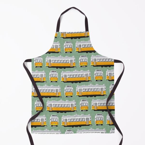 Item preview, Lisbon trams // jade green background lemon lime and marigold transport designed and sold by SelmaCardoso.