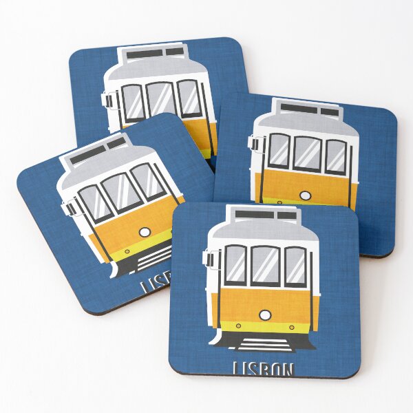 Item preview, Lisbon trams // classic blue background lemon lime and marigold transport designed and sold by SelmaCardoso.