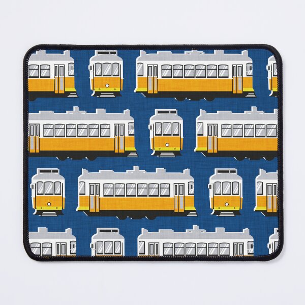 Item preview, Lisbon trams // classic blue background lemon lime and marigold transport designed and sold by SelmaCardoso.