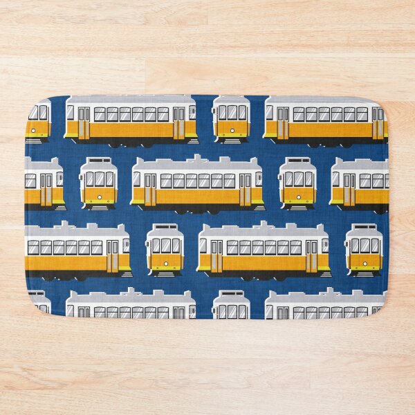 Item preview, Lisbon trams // classic blue background lemon lime and marigold transport designed and sold by SelmaCardoso.