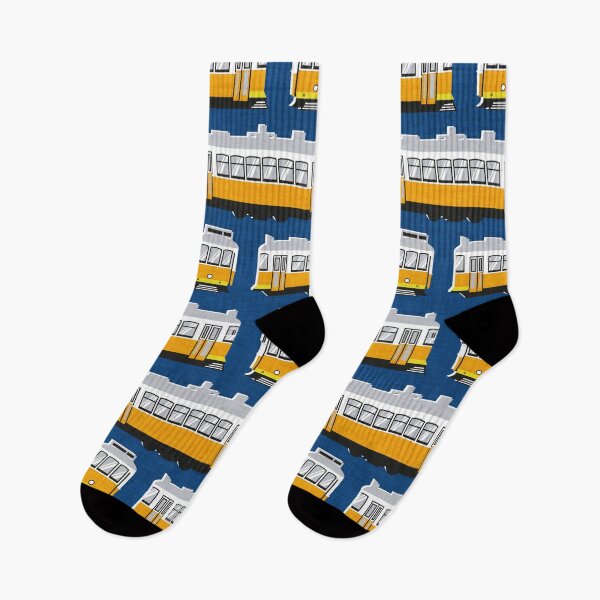Item preview, Lisbon trams // classic blue background lemon lime and marigold transport designed and sold by SelmaCardoso.