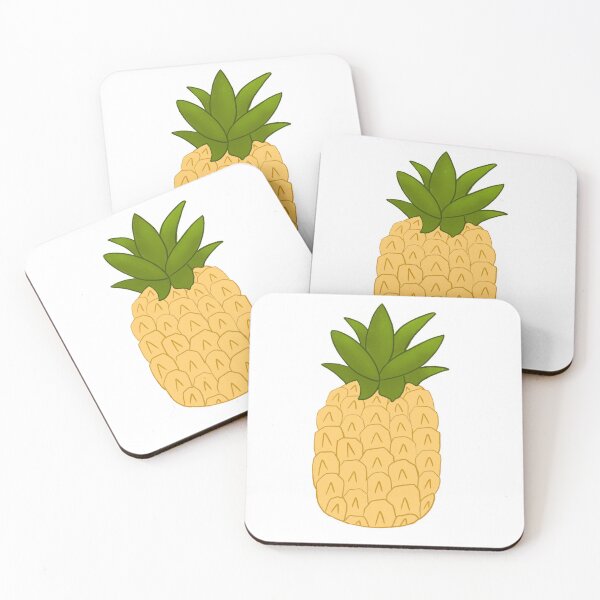 Yellow Tropical Pineapple Coasters (Set of 4)