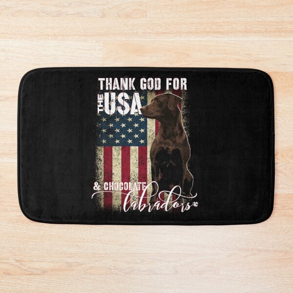 Item preview, Thank God for the USA and Chocolate Labradors, Labrador Retriever American Flag  designed and sold by LifeCrush.