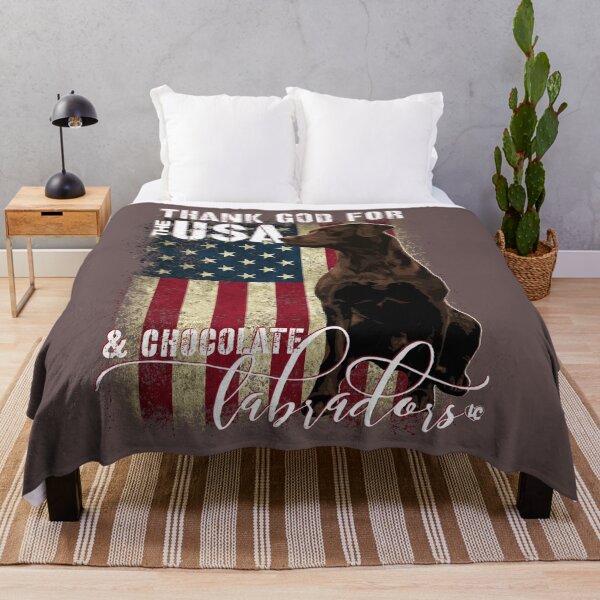 Item preview, Thank God for the USA and Chocolate Labradors, Labrador Retriever American Flag  designed and sold by LifeCrush.