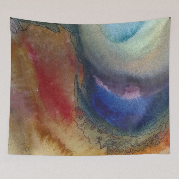 Item preview, Yellowstone Hydrothermal Pool #1 closeup watercolor and ink painting designed and sold by ChillonLeachArt.