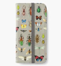 The Usual Suspects - Insects on grey - watercolour bugs pattern by Cecca Designs iPhone Wallet/Case/Skin