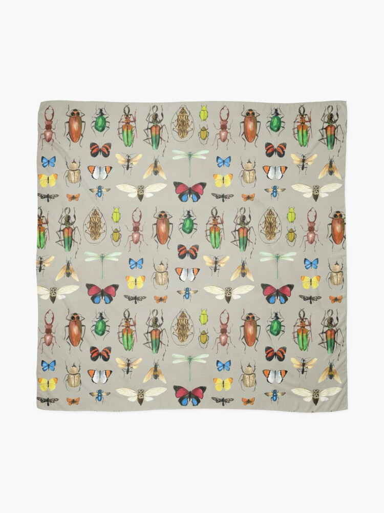 Alternate view of The Usual Suspects - Insects on grey - watercolour bugs pattern by Cecca Designs Scarf