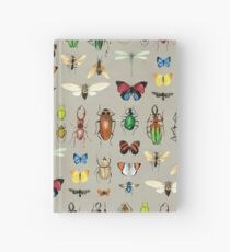 The Usual Suspects - Insects on grey - watercolour bugs pattern by Cecca Designs Hardcover Journal