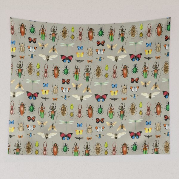 Item preview, The Usual Suspects - Insects on grey - watercolour bugs pattern by Cecca Designs designed and sold by Cecca-Designs.
