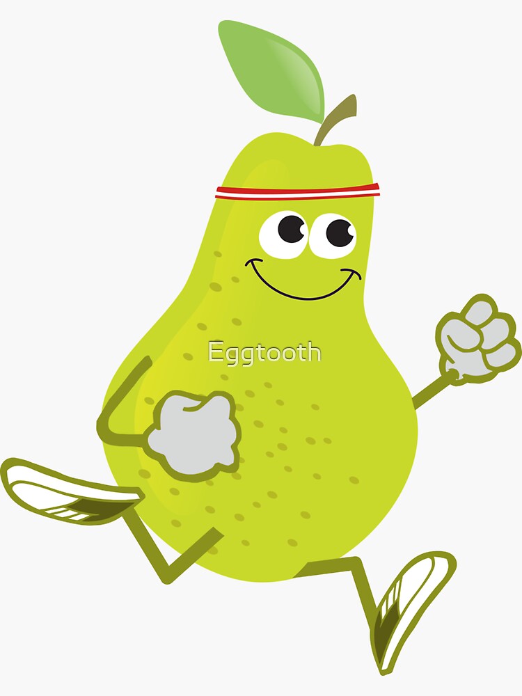 "Awesome Running Pear" Sticker for Sale by Eggtooth Redbubble