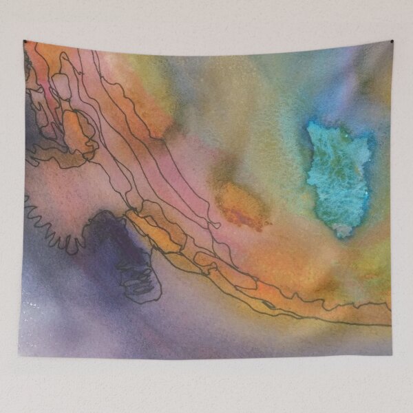 Item preview, Yellowstone Hydrothermal Pool #2 closeup watercolor and ink painting designed and sold by ChillonLeachArt.