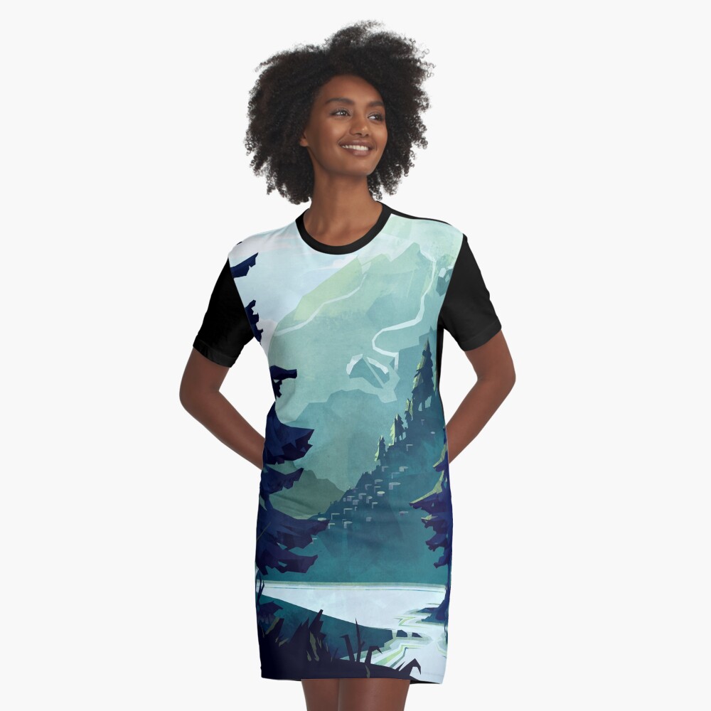 Canadian Mountain Graphic T-Shirt Dress