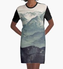 Mountain Fog Graphic T-Shirt Dress