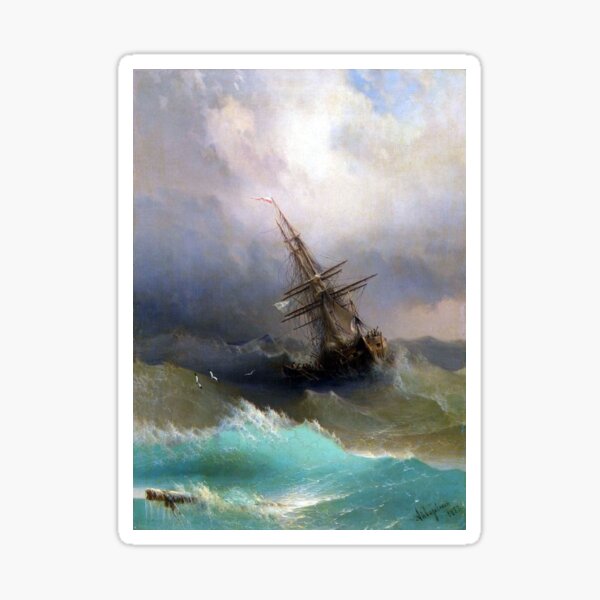 Ship In The Stormy Sea Ivan Aivazovsky Sticker For Sale By   St,small,507x507 Pad,600x600,f8f8f8 