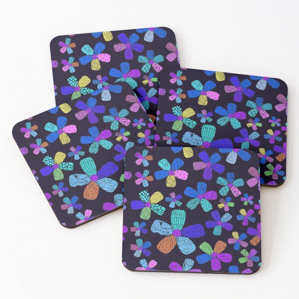 Item preview, Flower power, Floral pattern, flower doodles, neon flowers, blue purple flowers designed and sold by Nostrathomas66.