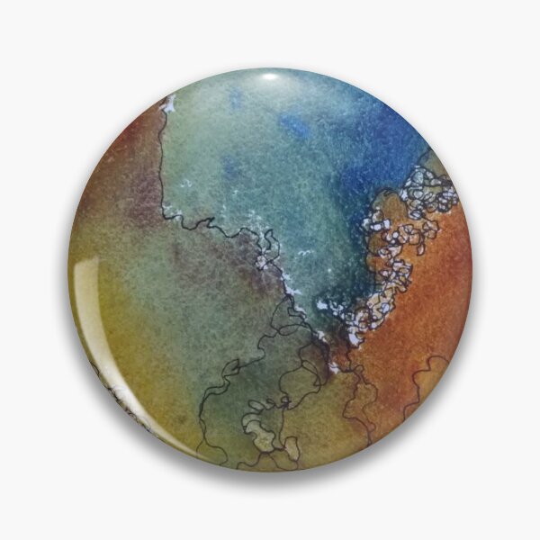 Item preview, Yellowstone Hydrothermal Pool #6 closeup watercolor and ink painting designed and sold by ChillonLeachArt.