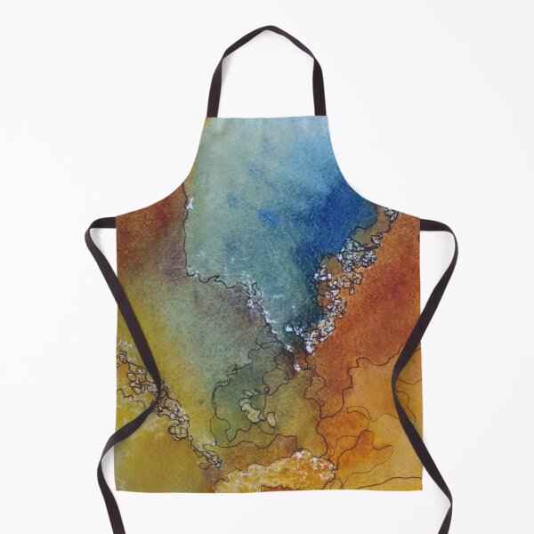 Item preview, Yellowstone Hydrothermal Pool #6 closeup watercolor and ink painting designed and sold by ChillonLeachArt.