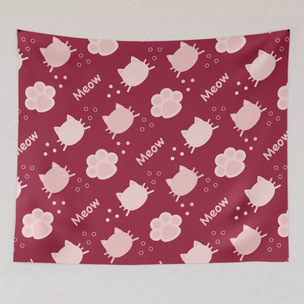 Item preview, Baby Pink Cat Meow in Red BG Animal Wall Paper Pattern designed and sold by Moyanana.
