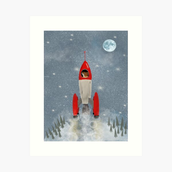 fox goes to the moon Art Print