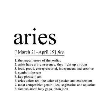 Aries Definition Zodiac Sign gifts Aries Horoscope Aries Star Sign Photographic Print