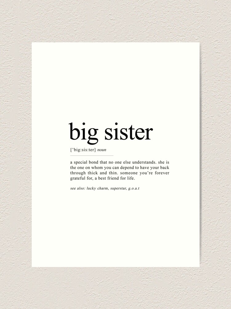 Big Sister Definition Print, big sister gifts, gift for big sister