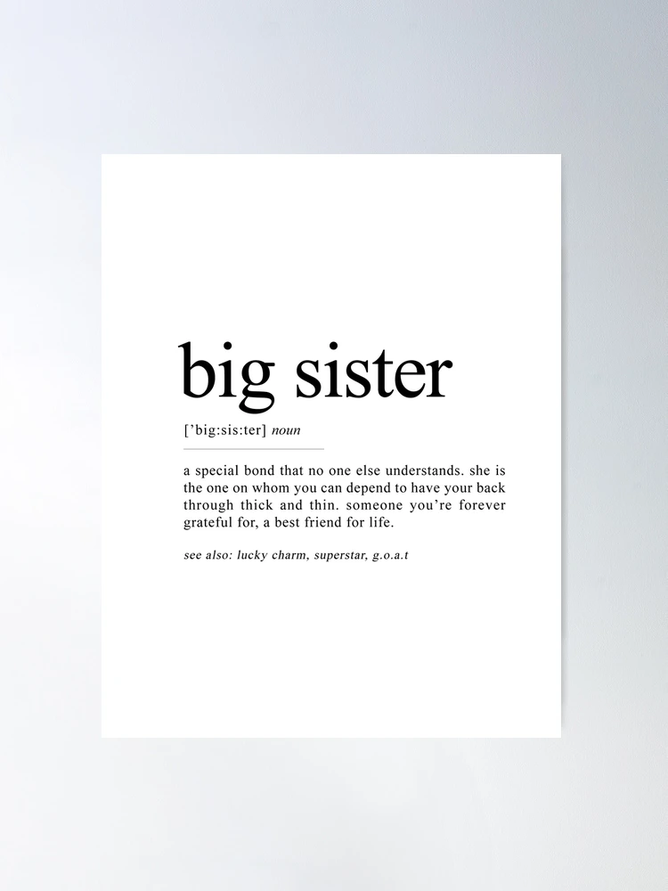 Big Sister Definition Print, big sister gifts, gift for big sister 