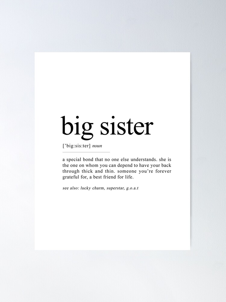 Big Sister Definition Print, big sister gifts, gift for big sister 
