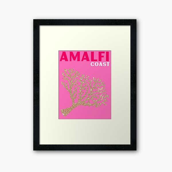 AMALFI COAST - pink and gold Framed Art Print