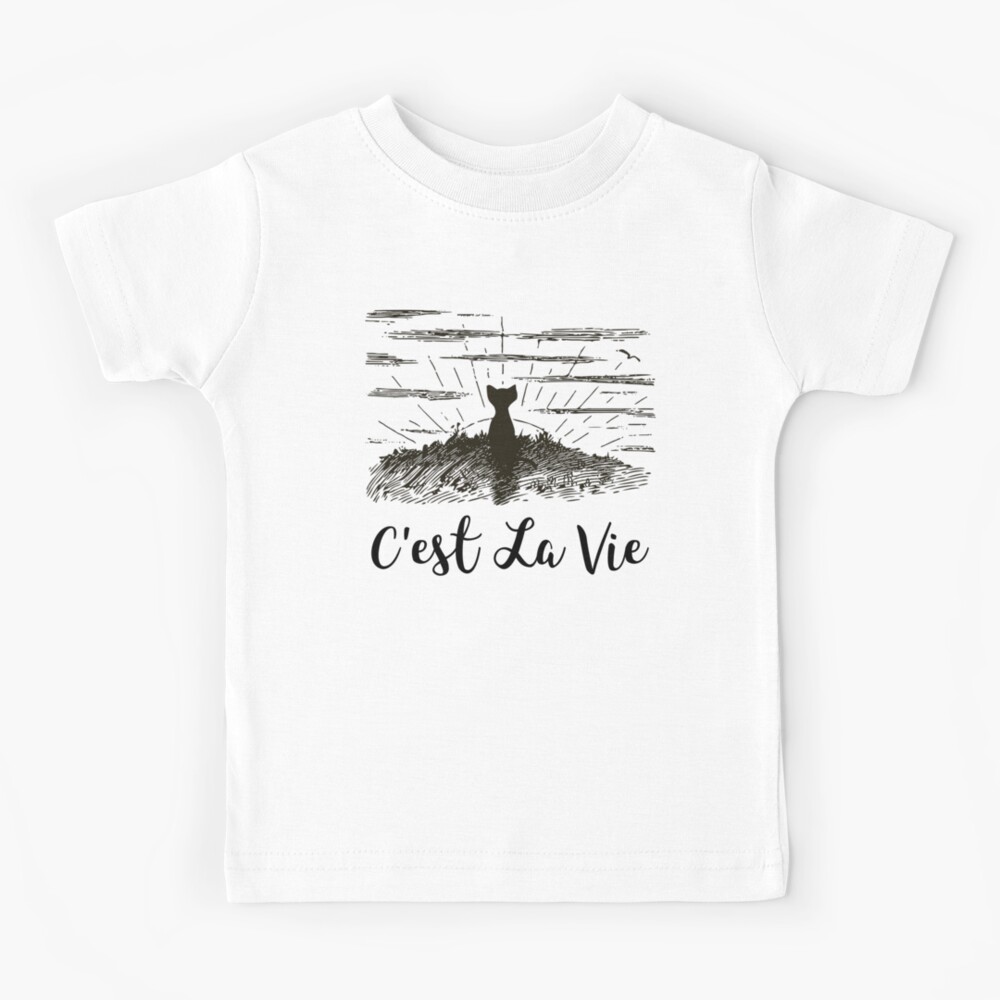 c-est-la-vie-french-quote-paris-funny-cat-kids-t-shirt-for-sale