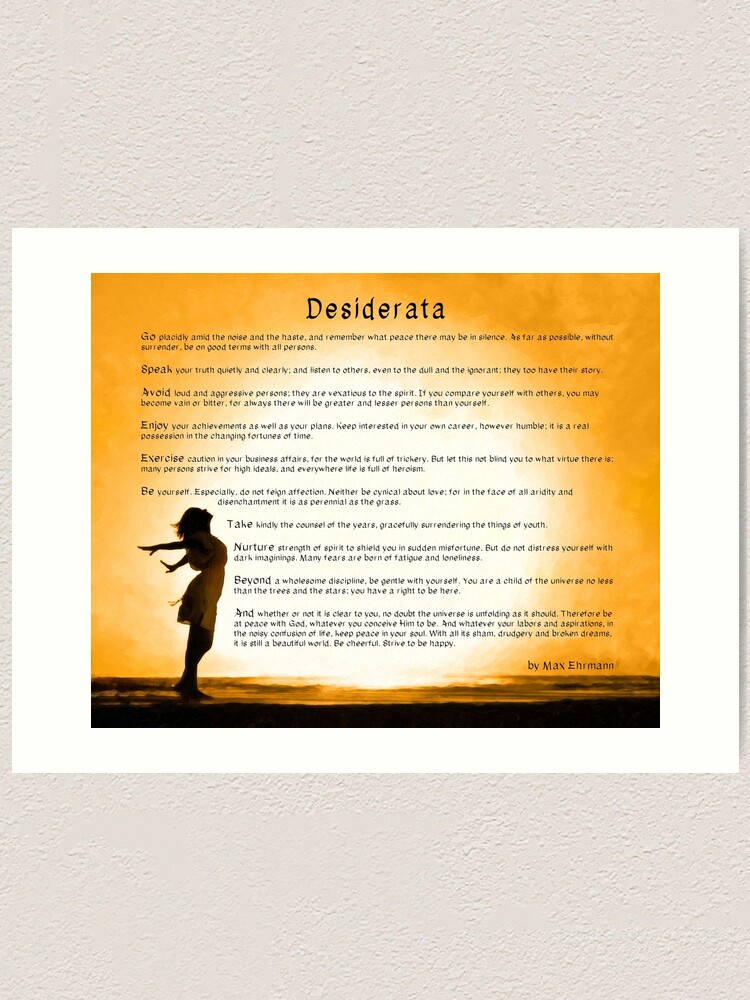 PHOTO POSTER PRINT MOTIVATION GIFT ART INSPIRATION DESIDERATA POEM