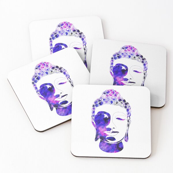 Item preview, Hand drawn Buddha Silhouette Cool Purple Black Diagonals  designed and sold by AMSonArt.